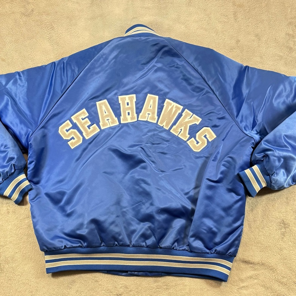 Very Rare Vintage 90’s Seattle Seahawks Chalk Line Satin Jacket XL Spell Out 🔥